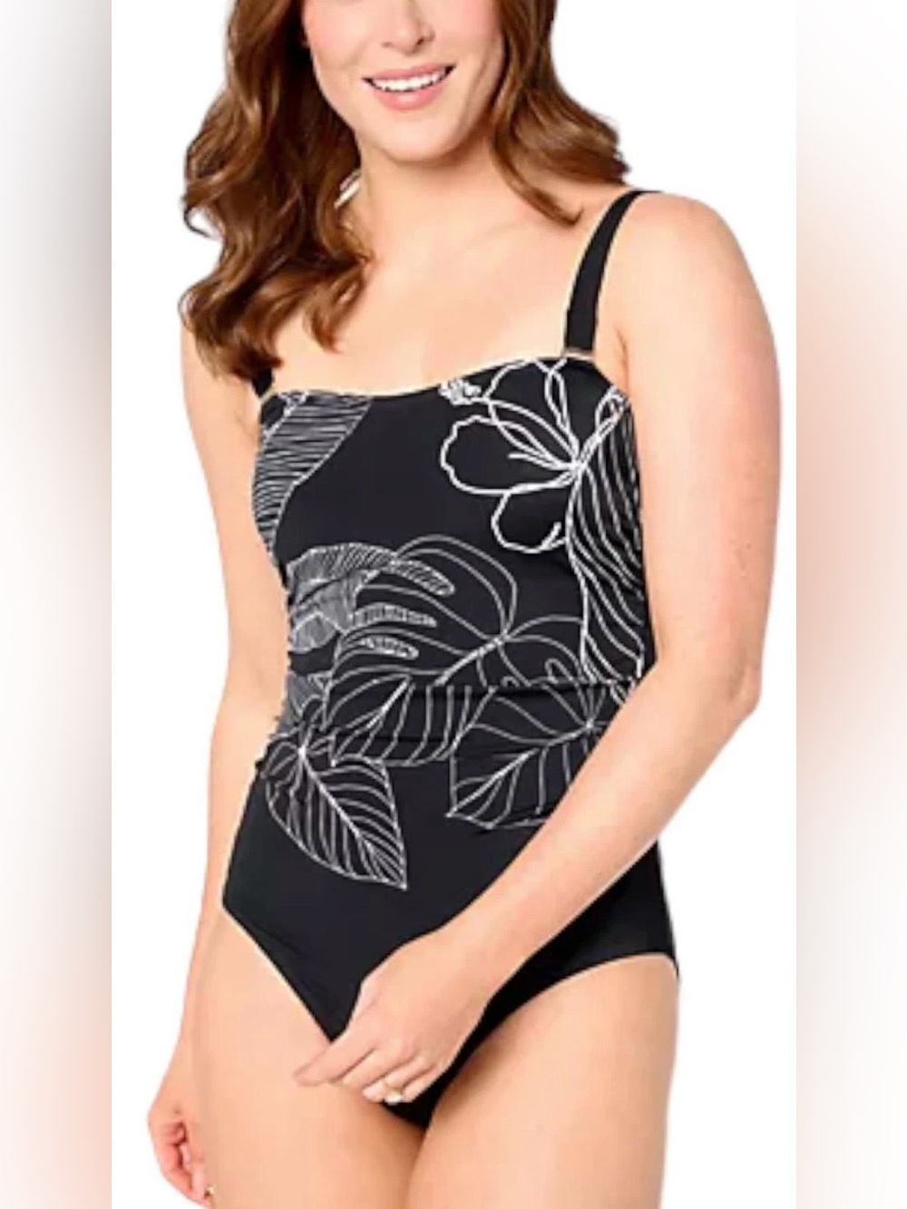 Susan Graver Soleil Embroidered Swimsuit With Removable Strap (0321)